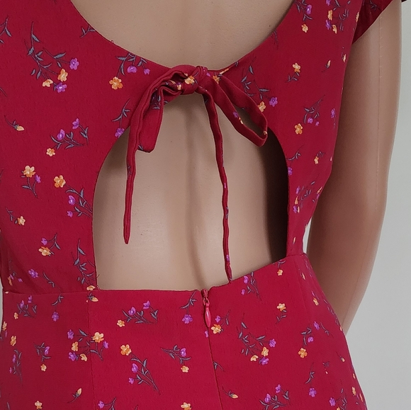FASHION UNION FLORAL DARK PINK OPEN BACK FITTED SEXY MINI DRESS SZ.6 - Picture 11 of 12